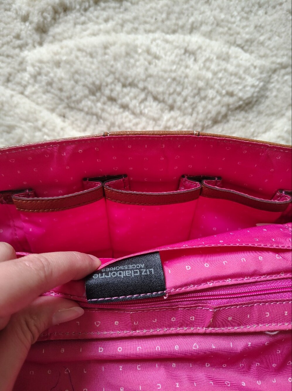 Liz Claiborne Brown Faux Leather Shoulder Bag - Picture 10 of 16